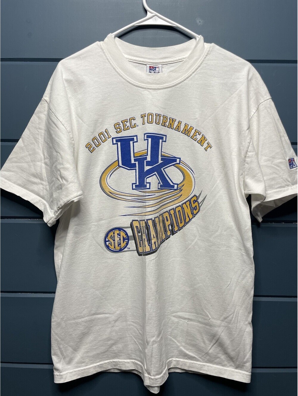Vintage 2001 Kentucky Wildcats SEC Conference Shirt Mens L White NCAA Y2K